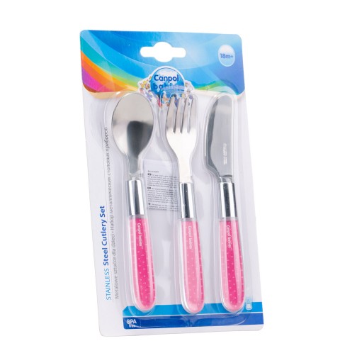 Canpol babies - metalowy zestaw sztućców dla dzieci | 9/477 Pink